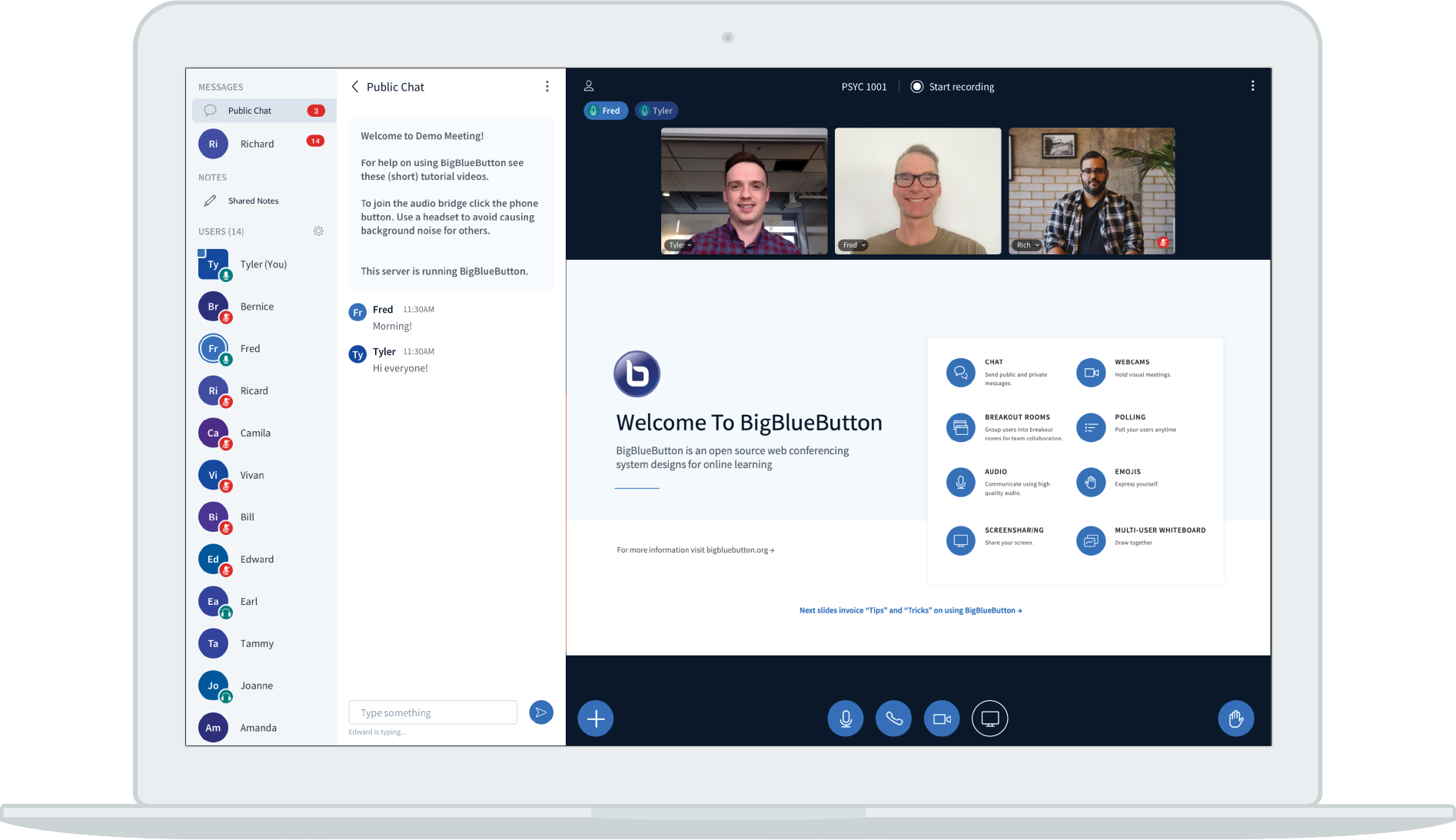 BigBlueButton meeting dashboard